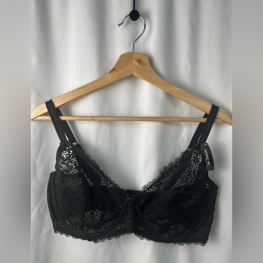 Adore Me Black Lace Bra with Adjustable Straps